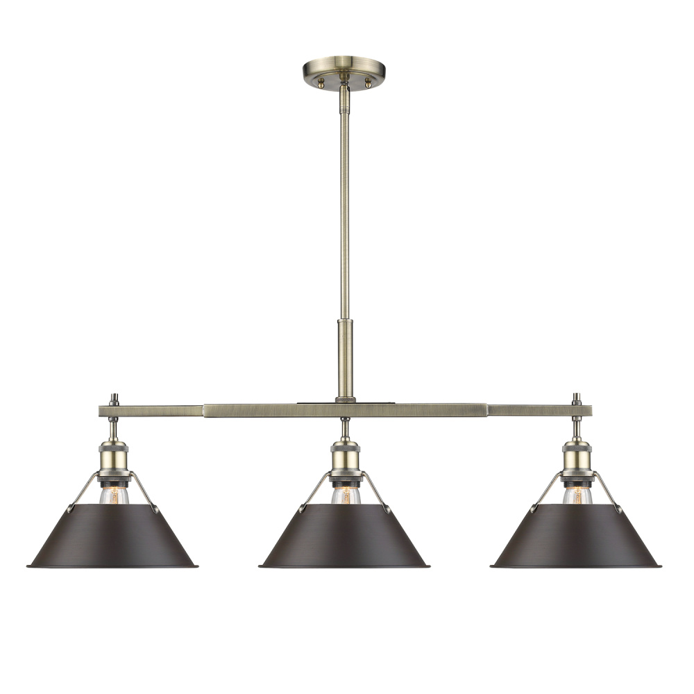 Yep by Golden Lighting Orwell 3-light Island Light in Aged Brass and Rubbed Bronze shade